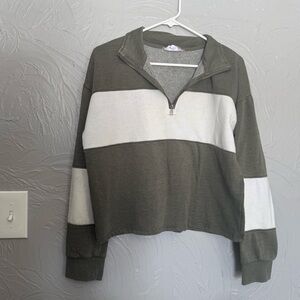 Women’s Pink Rose Olive and White Quarter-Zip Sweatshirt, medium